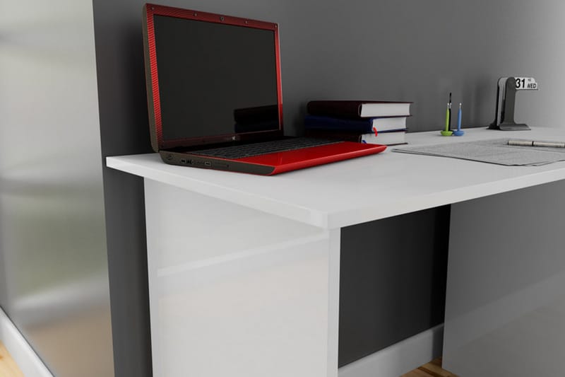 Elegancia Skrivebord 120 cm med Opbevaring Hylder - Hvid - Skrivebord