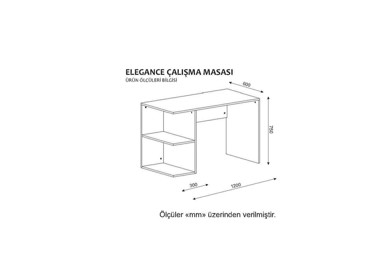 Elegancia Skrivebord 120 cm med Opbevaring Hylder - Hvid/Valnøddebrun - Skrivebord
