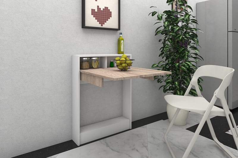 Elegancia Vægskrivebord 70 cm med Opbevaring Hylde Udvidelig - Træ - Møbler - Borde - Kontorbord - Skrivebord