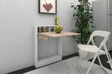 Elegancia Vægskrivebord 70 cm med Opbevaring Hylde Udvidelig - Træ - Møbler - Borde - Kontorbord - Skrivebord