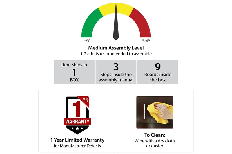 Ella Skrivebord 151 cm Marmormønster Hvid/Sort - CosmoLiving - Møbler - Borde - Kontorbord - Skrivebord