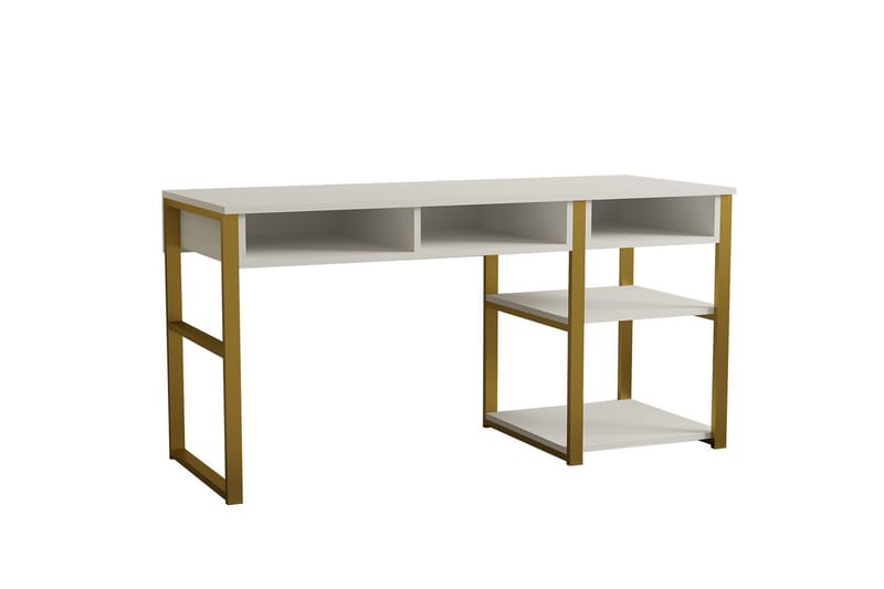 Emro Skrivebord 150 cm - Guld/Hvid - Skrivebord