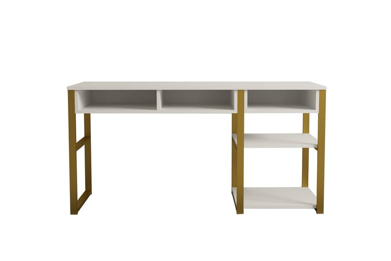 Emro Skrivebord 150 cm - Guld/Hvid - Skrivebord