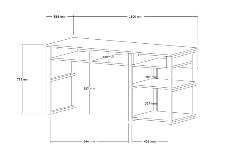 Emro Skrivebord 150 cm - Guld/Hvid - Skrivebord