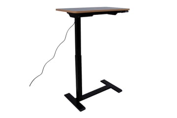 Ergo Justerbart Skrivebord i Metal med Bordplade i Træ - Sort - Møbler - Borde - Kontorbord - Skrivebord - hæve-sænke-bord