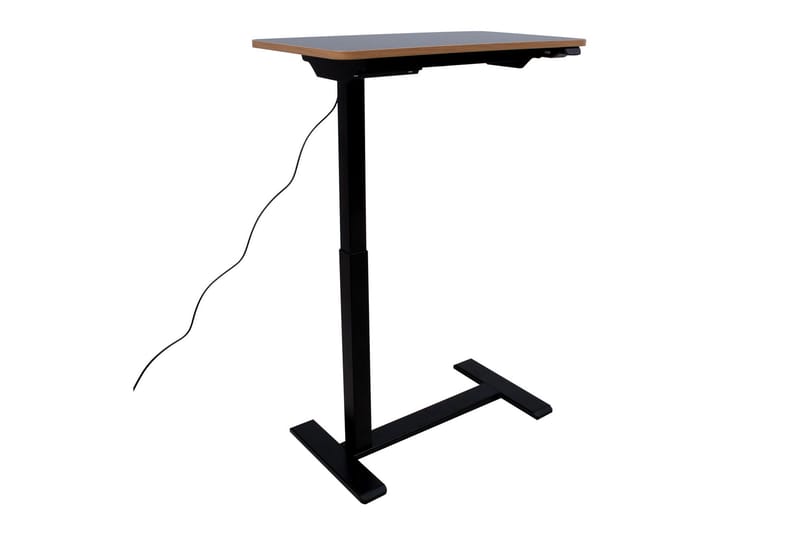 Ergo Justerbart Skrivebord i Metal med Bordplade i Træ - Sort - Møbler - Borde - Kontorbord - Skrivebord - hæve-sænke-bord
