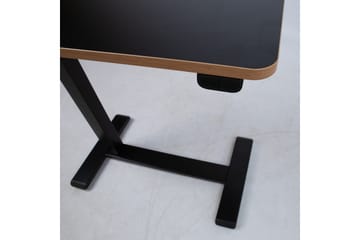 Ergo Justerbart Skrivebord i Metal med Bordplade i Træ - Sort - Møbler - Borde - Kontorbord - Skrivebord - hæve-sænke-bord