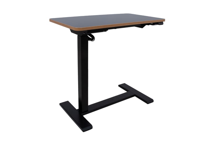Ergo Justerbart Skrivebord i Metal med Bordplade i Træ - Sort - Møbler - Borde - Kontorbord - Skrivebord - hæve-sænke-bord