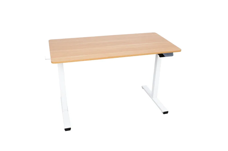 Ergo Skrivbord med 1 motor 120x60 cm Vit/ek NO_BRAND Vit||Ek - Møbler - Borde - Kontorbord - Skrivebord - hæve-sænke-bord
