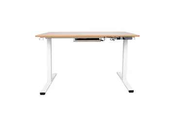 Ergo Skrivbord med 1 motor 120x60 cm Vit/ek Vit||Ek - Møbler - Borde - Kontorbord - Skrivebord - hæve-sænke-bord