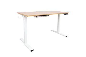 Ergo Skrivbord med 1 motor 120x60 cm Vit/ek Vit||Ek - Møbler - Borde - Kontorbord - Skrivebord - hæve-sænke-bord