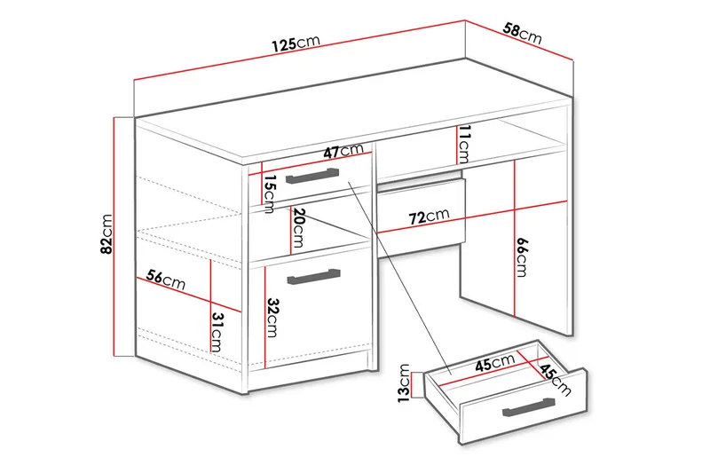 Escaldes Skrivebord 125 cm - Grøn - Møbler - Borde - Kontorbord - Skrivebord