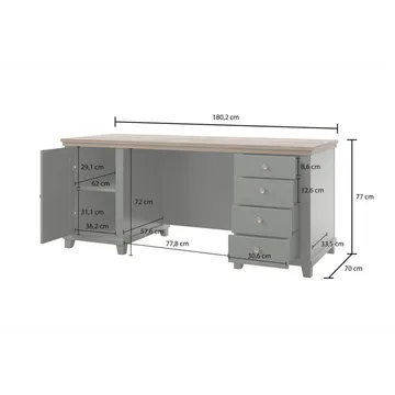 Skrivebord Evora 1 Dør med 4 Skuffer - Møbler - Borde - Kontorbord - Skrivebord