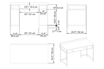 Fagersanna Skrivebord 120 cm med Opbevaring 3 Hylder - Guld - Møbler - Borde - Kontorbord - Skrivebord