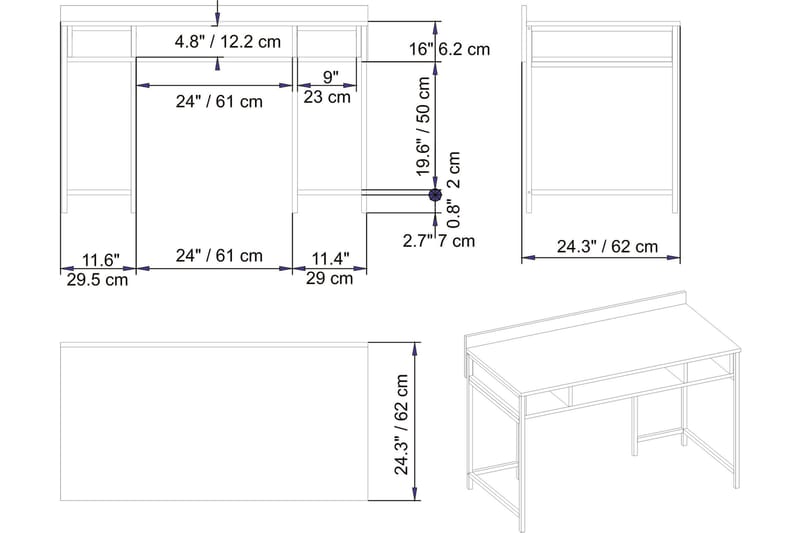 Fagersanna Skrivebord 120 cm med Opbevaring Hylder - Hvid - Skrivebord