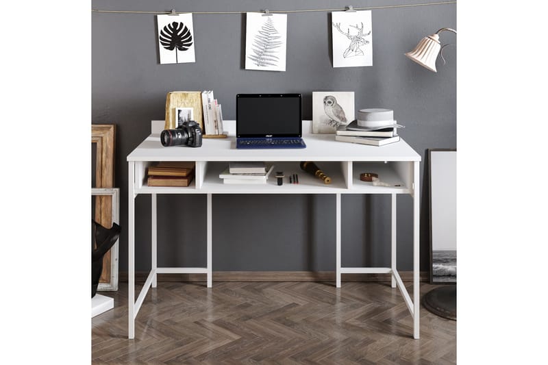 Fagersanna Skrivebord 120 cm med Opbevaring Hylder - Hvid - Møbler - Borde - Kontorbord - Skrivebord