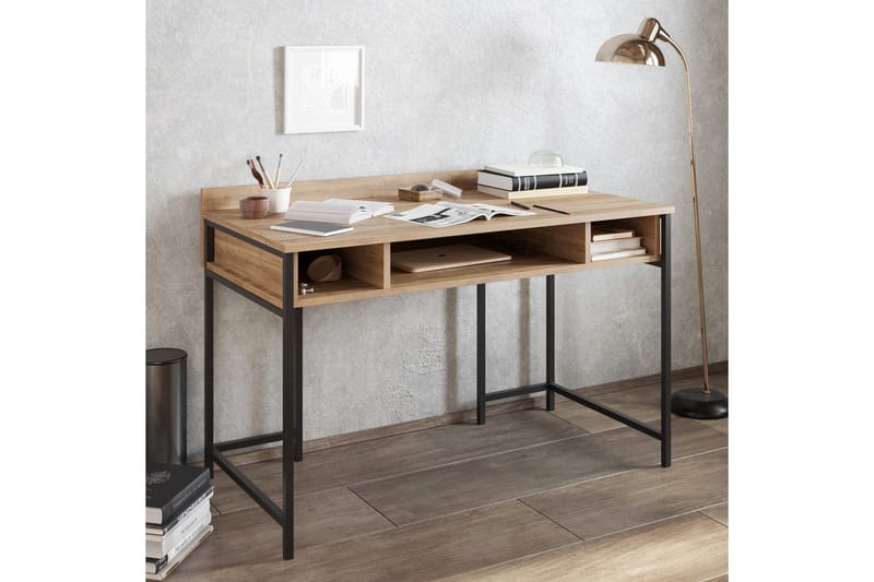Fagersanna Skrivebord 120 cm med Opbevaring Hylder - Sort - Skrivebord