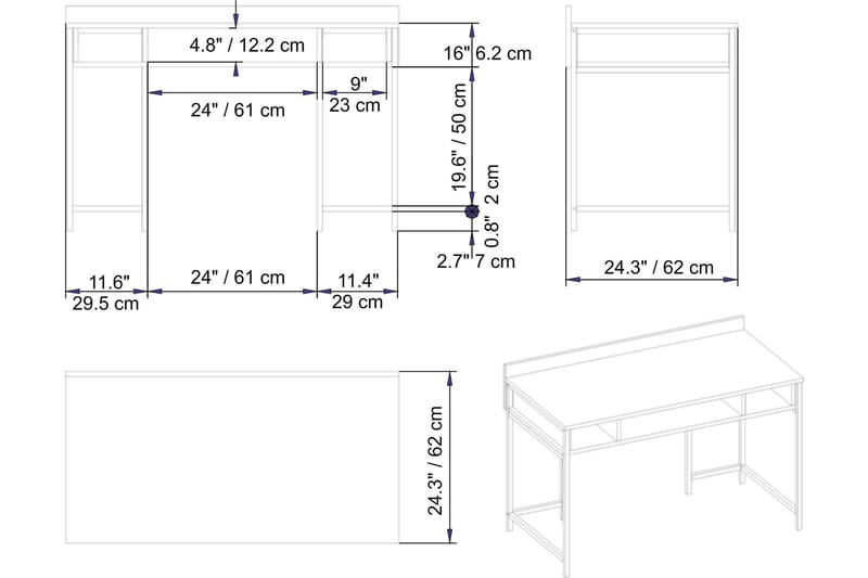 Fagersanna Skrivebord 120 cm med Opbevaring Hylder - Sort - Møbler - Borde - Kontorbord - Skrivebord