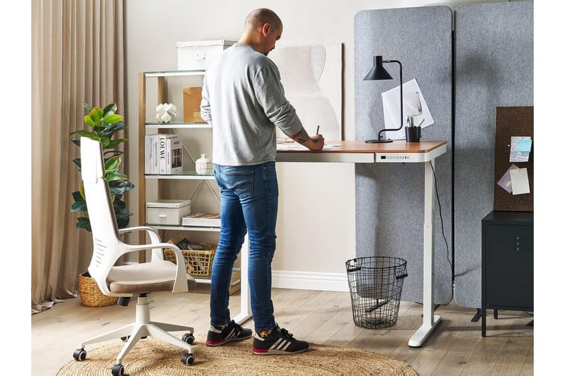 Farhan Skrivebord 60x120 cm - Hvid/Lyst træ - Møbler - Borde - Kontorbord - Skrivebord - hæve-sænke-bord