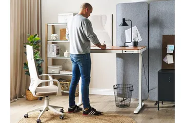 Farhan Skrivebord 60x120 cm - Hvid/Lyst træ - Møbler - Borde - Kontorbord - Skrivebord - hæve-sænke-bord