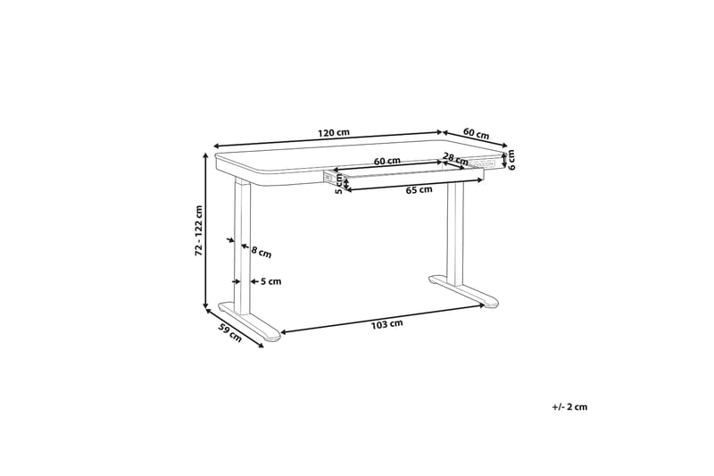 Farhan Skrivebord 60x120 cm - Hvid/Lyst træ - Møbler - Borde - Kontorbord - Skrivebord - hæve-sænke-bord