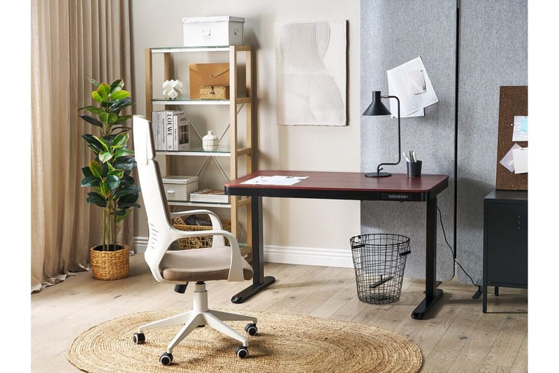 Farhan Skrivebord 60x120 cm - Mørkt træ/Sort - Møbler - Borde - Kontorbord - Skrivebord - hæve-sænke-bord