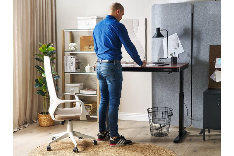 Farhan Skrivebord 60x120 cm - Mørkt træ/Sort - Møbler - Borde - Kontorbord - Skrivebord - hæve-sænke-bord