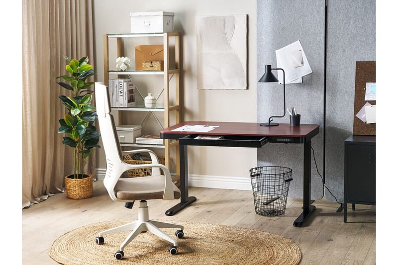 Farhan Skrivebord 60x120 cm - Mørkt træ/Sort - Møbler - Borde - Kontorbord - Skrivebord - hæve-sænke-bord