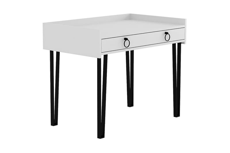 Fasttorp Skrivebord 100 cm med Opbevaring Skuffe - Hvid/Sort - Skrivebord