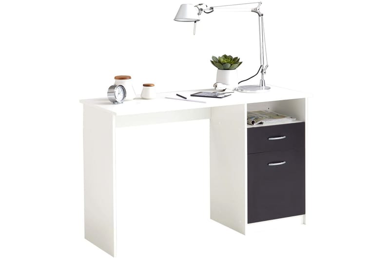FMD skrivebord med 1 skuffe 123 x 50 x 76,5 cm hvid og sort - Hvid - Skrivebord