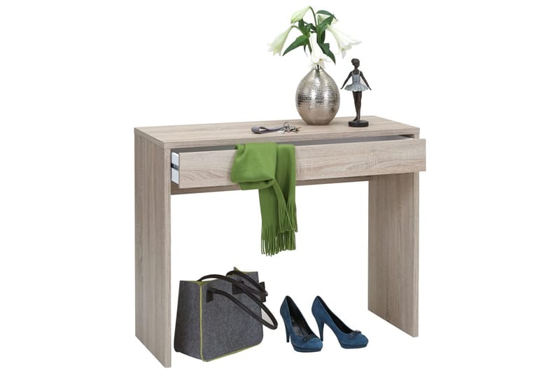 FMD skrivebord med bred skuffe 100 x 40 x 80 cm egetræsfarve - Beige - Skrivebord