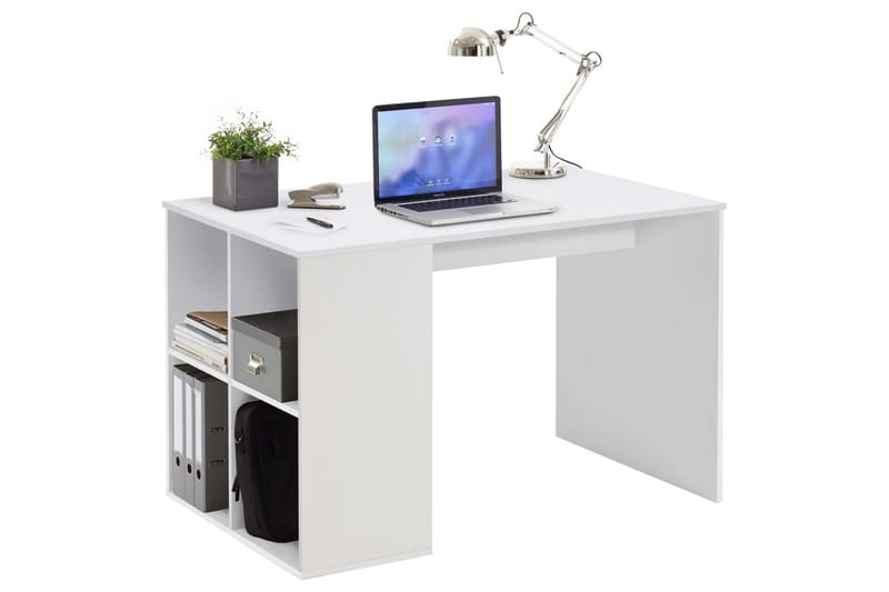 FMD skrivebord med sidehylder 117 x 72,9 x 73,5 cm hvid - Hvid - Skrivebord