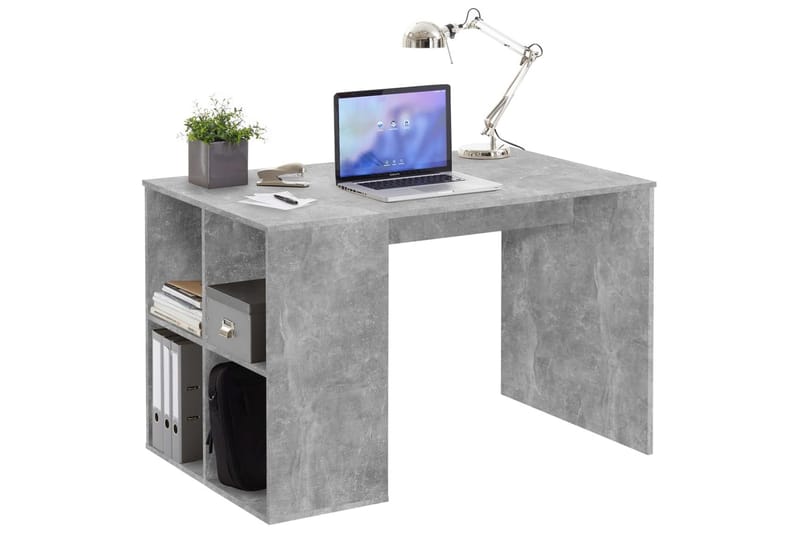 FMD skrivebord med sidehylder 117 x 73 x 75 cm betongrå - Grå - Skrivebord