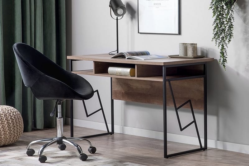 Forresa Skrivebord 120 cm med Opbevaring Hylde - Mørkebrun/Sort - Møbler - Borde - Kontorbord - Skrivebord