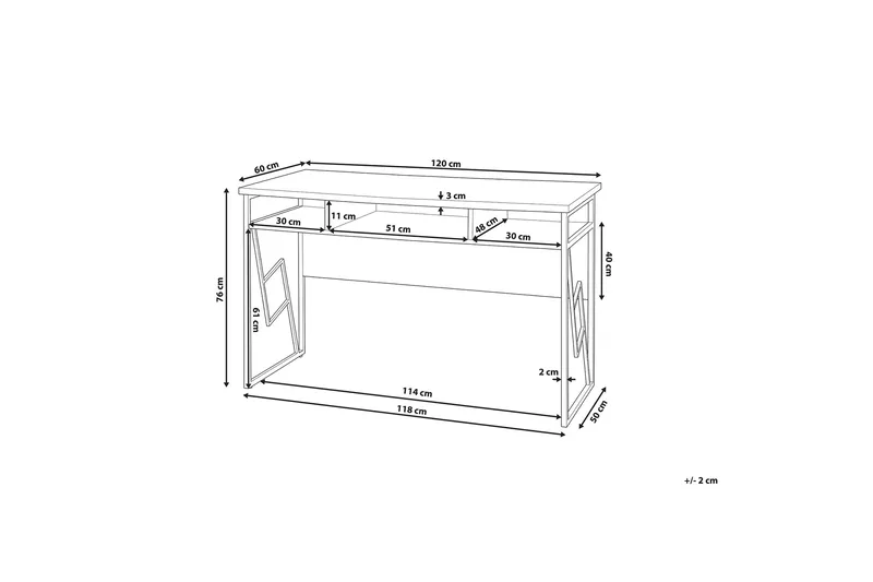 Forresa Skrivebord 120 cm med Opbevaring Hylde - Mørkebrun/Sort - Møbler - Borde - Kontorbord - Skrivebord