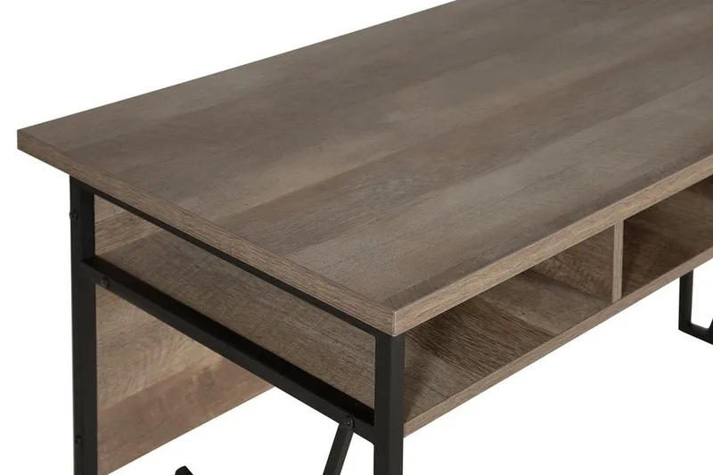 Forresa Skrivebord 120 cm med Opbevaring Hylde - Mørkebrun/Sort - Møbler - Borde - Kontorbord - Skrivebord