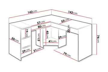 Fotyn Skrivebord 142 cm - Hvid - Møbler - Borde - Kontorbord - Skrivebord - hjørneskrivebord