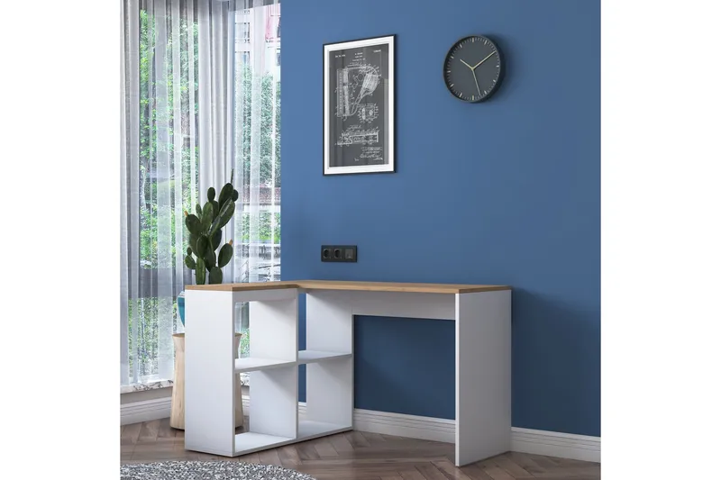 Freal Skrivebord 4 Hylder 120 cm - Natur/Hvid - Møbler - Borde - Kontorbord - Skrivebord