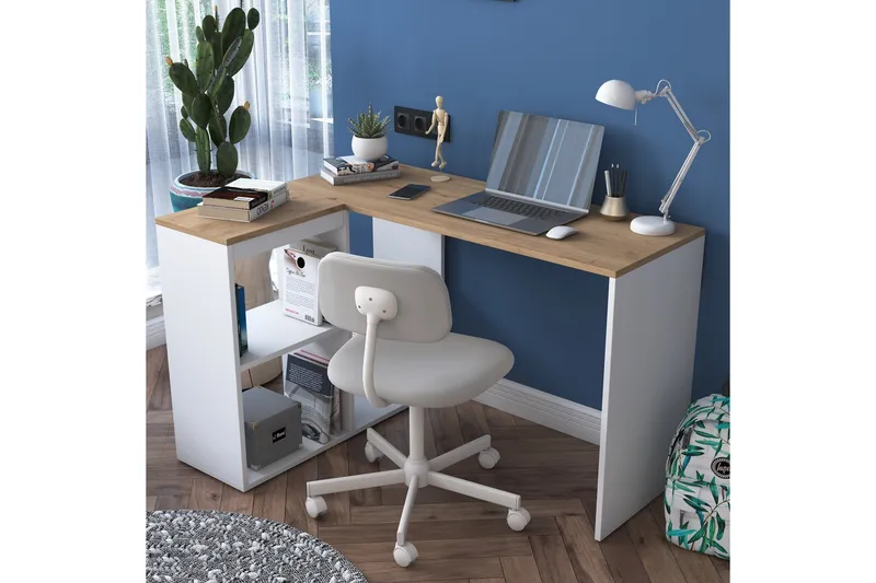 Freal Skrivebord 4 Hylder 120 cm, Natur/Hvid