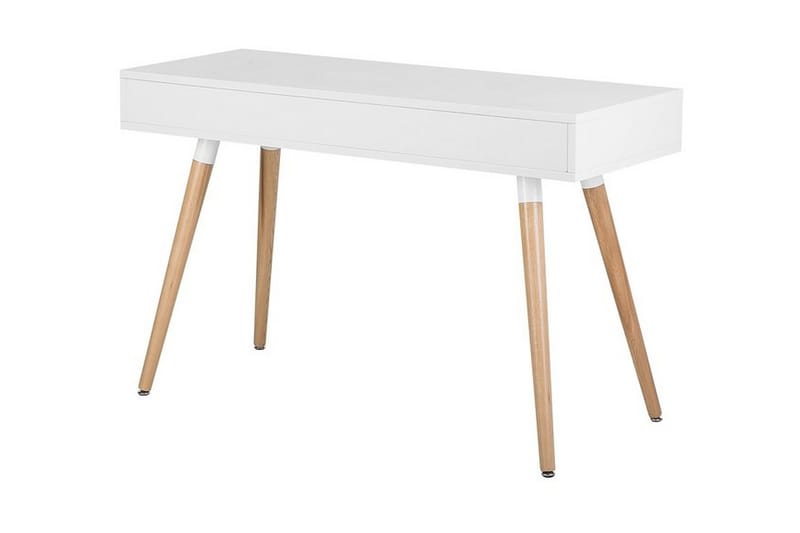 Frisange Skrivebord 120 cm med Opbevaring 2 Skuffer + Hylde - Hvid/Lysebrun - Møbler - Borde - Kontorbord - Skrivebord