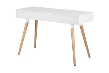 Frisange Skrivebord 120 cm med Opbevaring 2 Skuffer + Hylde - Hvid/Mørkegrå/Brun - Møbler - Borde - Kontorbord - Skrivebord