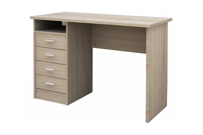 Function Skrivebord 110 cm med Opbevaring Skuffer + Hylde - Egefarvet - Møbler - Borde - Kontorbord - Skrivebord