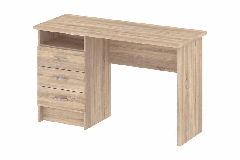 Function Skrivebord 120 cm med Opbevaring Skuffer + Hylde - Egefarvet - Møbler - Borde - Kontorbord - Skrivebord
