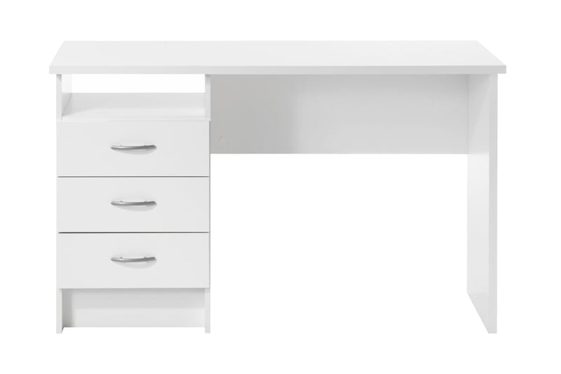 Function Skrivebord 120 cm med Opbevaring Skuffer + Hylde - Hvid - Skrivebord