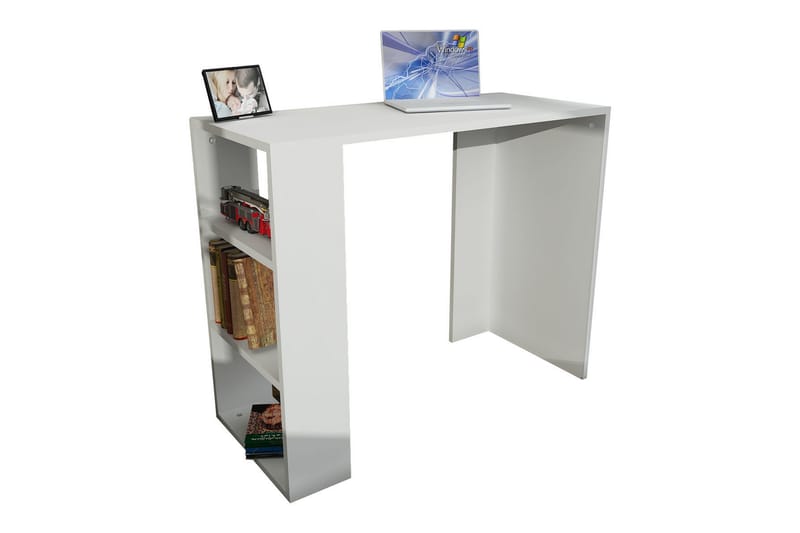 Furny Home Skrivebord 90 cm med Opbevaring Hylde - Hvid - Møbler - Borde - Kontorbord - Skrivebord