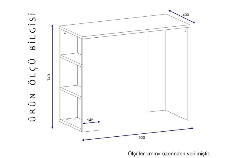 Furny Home Skrivebord 90 cm med Opbevaring Hylde - Hvid - Skrivebord