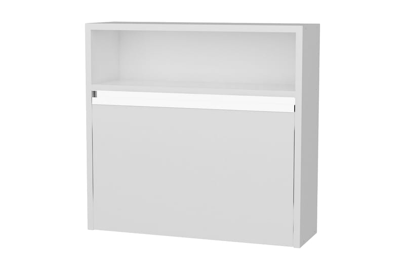 Furny Home Vægskrivebord 64 cm Udfoldelig med Opbevaring Hyl - Hvid - Skrivebord