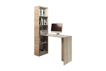 Gdeide Skrivebord 125 cm med Opbevaring Hylde - Egefarvet/Beige - Møbler - Borde - Kontorbord - Skrivebord