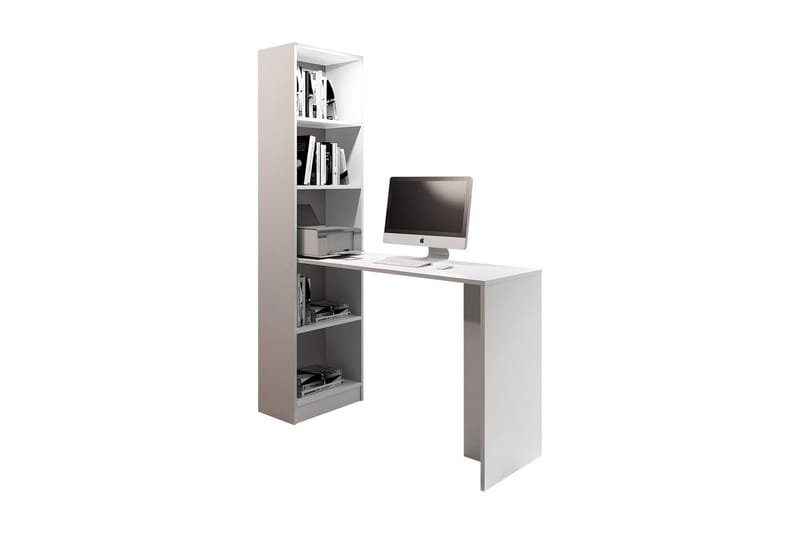 Gdeide Skrivebord 125 cm med Opbevaring Hylde - Hvid - Møbler - Borde - Kontorbord - Skrivebord