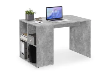 Gent Skrivebord 117 cm med Opbevaring Hylder - Betongrå - Møbler - Borde - Kontorbord - Skrivebord